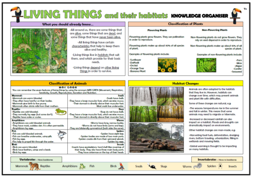 Year 4 Living Things and their Habitats Knowledge Organiser! | Teaching ...