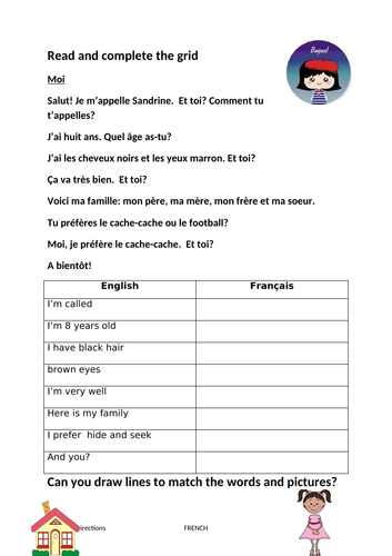 french worksheet ks2