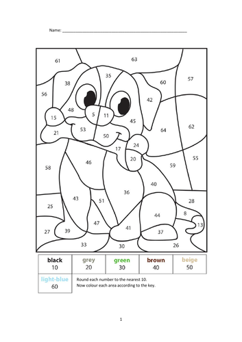 Calculated Colouring Colour By Number Round To The Nearest Ten Teaching Resources