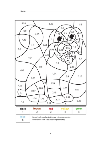 Calculated Colouring Colour By Number Round To The Nearest Whole Number Teaching Resources