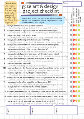 GCSE Art and Design project checklist: printable handout | Teaching