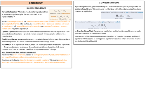 AQA A-LEVEL CHEM - Equilibrium A4 Revision