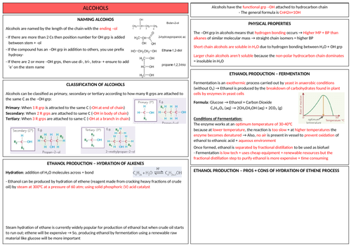 AQA A-LEVEL CHEM - Alcohol Revision A4