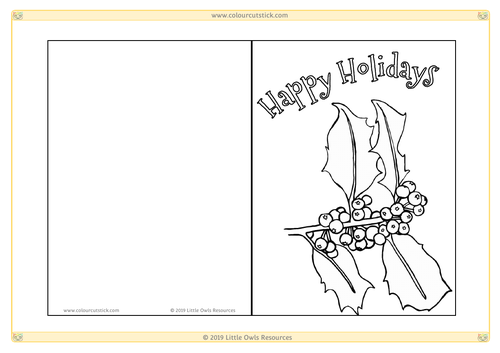 Happy Holiday Card Templates - Colouring Activity | Teaching Resources
