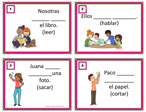 Spanish Present Progressive Task Cards: Presente Progresivo / Gerundio