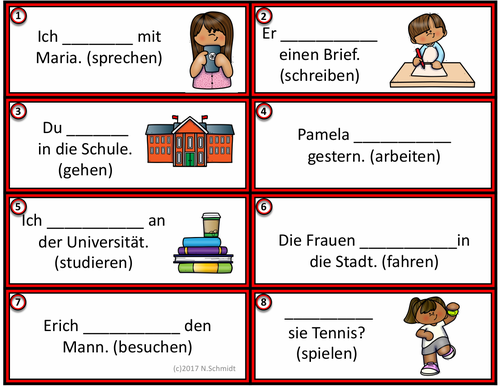 German Past Tense Task Cards: Imperfect / Imperfekt (Regular + Irregular Verbs)
