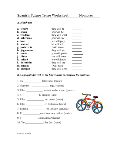 Spanish Future Tense Worksheet: El futuro (25 Questions) | Teaching