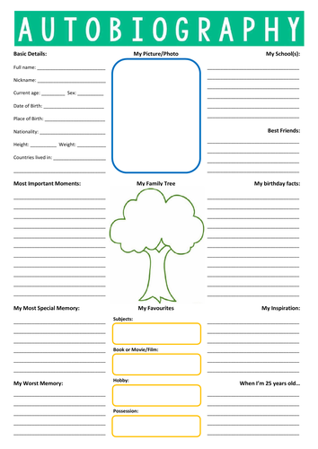 biography or autobiography worksheet