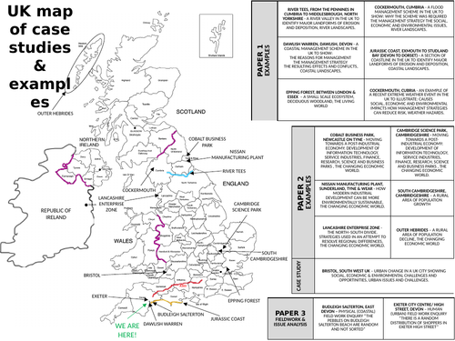 AQA GCSE Geography case study/ example maps | Teaching Resources