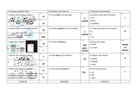 Maths quiz Year 1 | Teaching Resources