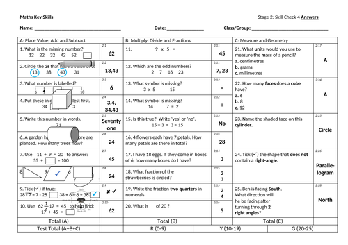 Maths quiz Year 2 | Teaching Resources