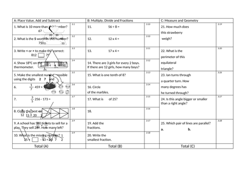 Maths quiz year 3 | Teaching Resources