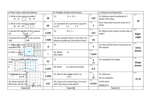 maths-quiz-year-4-teaching-resources