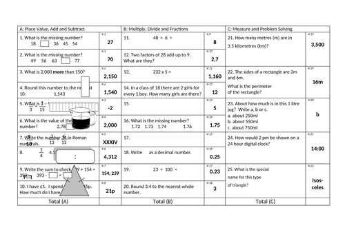 maths-quiz-year-4-teaching-resources