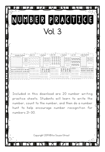 Number Bundle Practice 21-30