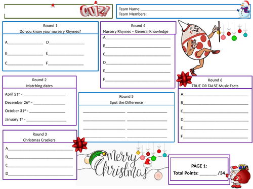 Christmas Music Quiz - Christmas Music | Teaching Resources