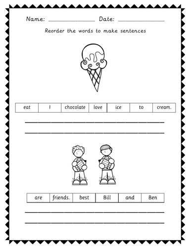 year 1 punctuation spag worksheets capitals and full