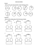 Surface Area of Cylinders - GEOMETRY 3D SHAPES - with ANSWERS