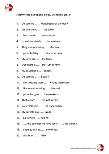 Prepositions for esl beginners teaching resources