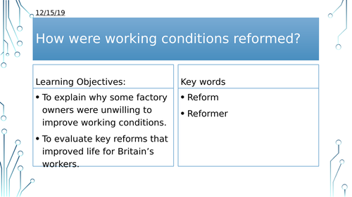Year 8: How were working conditions reformed