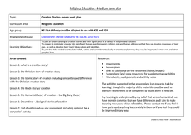 Creation Stories – 7-week medium term plan for KS2 RE plus all ...