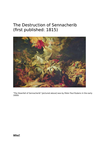 GCSE AQA Power and Conflict | Lesson Plan for Destruction of Sennacherib and Charge of the Light...