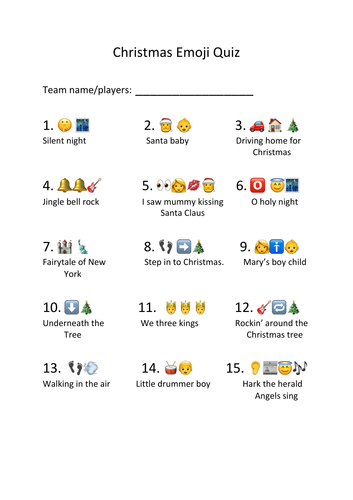 Emoji Christmas Songs And Carols Teaching Resources