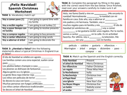 Spanish Christmas Vocabulary Worksheet | Teaching Resources