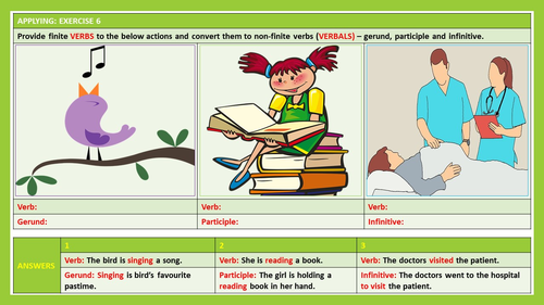 verbals gerunds participles infinitives 16 worksheets with answers teaching resources