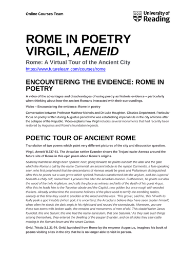 Rome in Poetry: Virgil, Aeneid & Ovid, Tristia | Teaching Resources