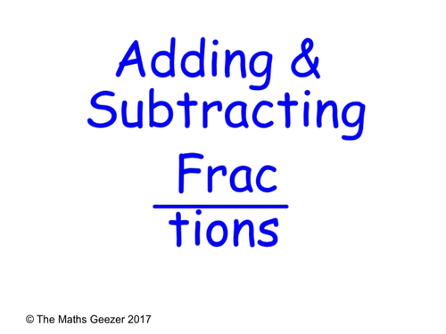 Add and Subtract Fractions and Mixed Numbers with Common Denominators ...