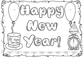 Happy New Year Colour by addition Maths differentiated to 10 and 20 by