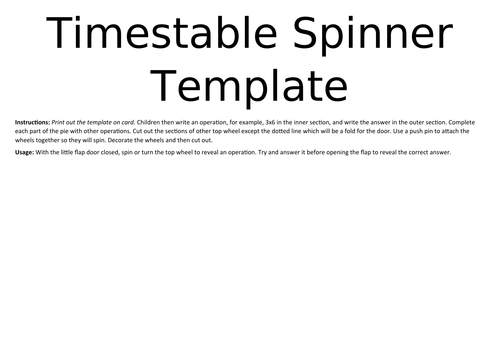 times table spinner wheel template teaching resources