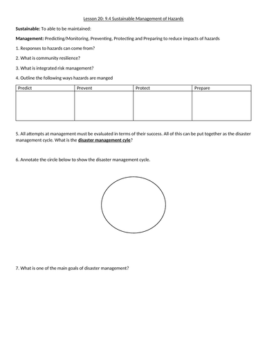 A Level Natural Hazards Information Sheets | Teaching Resources