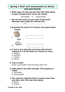 Rocks soil fossils Year 3 post unit assessment Lower KS2 science