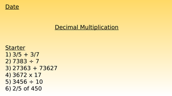 Year 6 Decimals Unit of Work | Teaching Resources