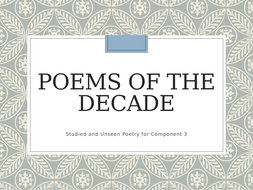 Poems of the Decade - Edexcel A Level Lessons | Teaching Resources