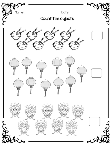 chinese new year maths worksheets for reception and year 1 counting