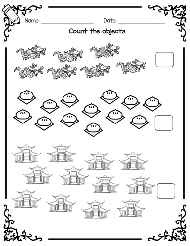 Chinese New Year Maths Worksheets For Reception And Year 1 - Counting 