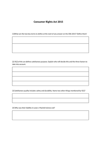 consumer rights booklet + ppt /revision sheet/ sample answer ...