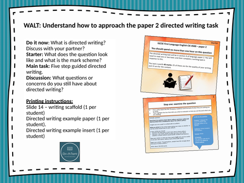 Cambridge IGCSE 0500: Paper 2 - Directed Writing | Teaching Resources