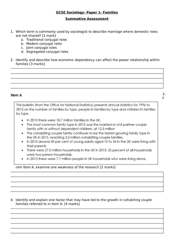 AQA Family- End of Unit Assessment (18/18)