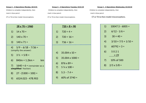 4 Operations (with answers) #4 - KS2 Daily Maths | Teaching Resources