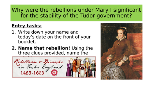 OCR Tudor Rebellions | Northumberland & Wyatt | Teaching Resources