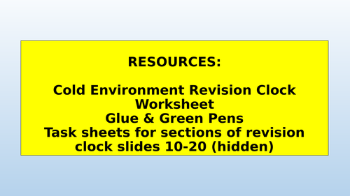 Cold Environments Revision Clock Lesson