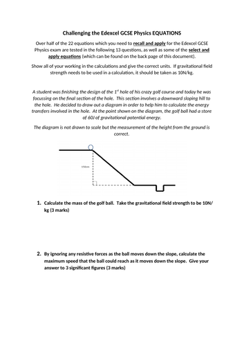 Edexcel Gcse Physics Equations Revision Teaching Resources 6776