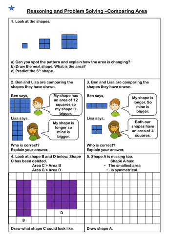 white rose maths year 4 spring block 2 comparing area problem