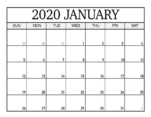 Calendar 2020