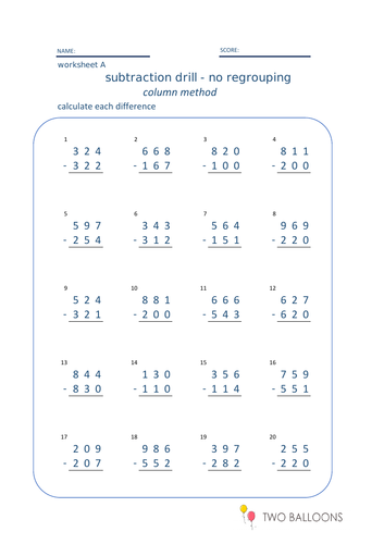 Three Digit Subtraction With And Without Regrouping Set Of 3 Teaching Resources