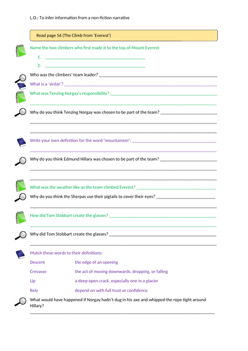Mountains Reading Comprehension Activities | Teaching Resources